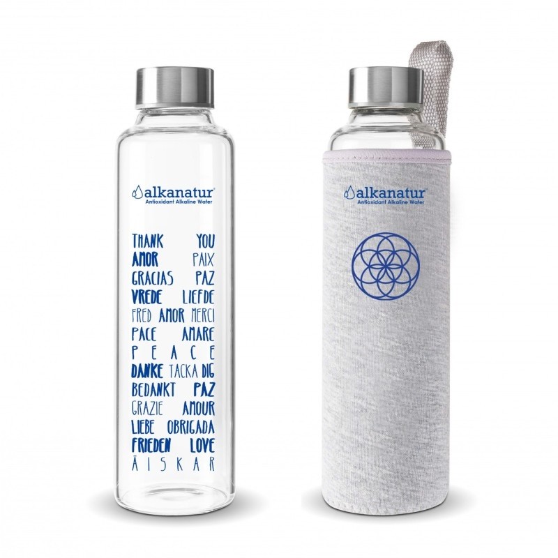 BOTELLA DE BOROSILICATO CON FUNDA DE NEOPRENO 500 ML ALKANATUR