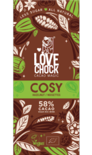 COSY TABLETA DE CHOCOLATE CON AVELLANAS 758% CACAO VEGANO ORGÁNICO 70 GR LOVECHOCK