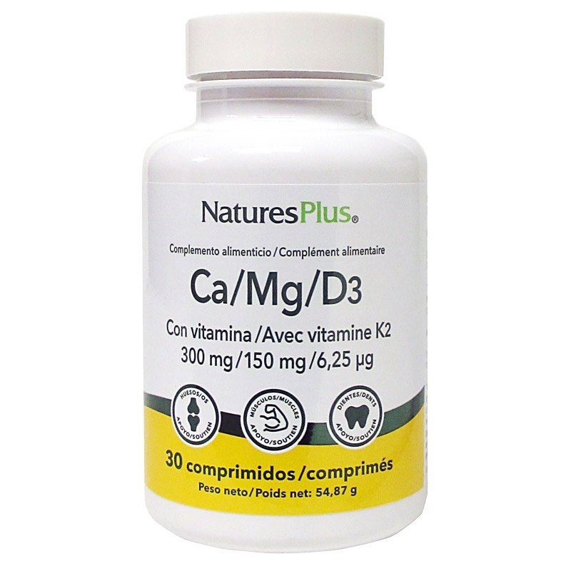 NATURE'S PLUS CA/MG/D3 + K2 30 COMPRIMIDOS