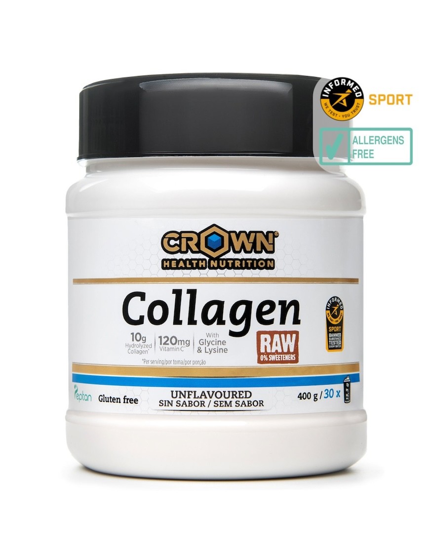 COLLAGEN RAW (Sin edulcorantes) Sin sabor 400 g 30 tomas CROWN SPORT NUTRITION