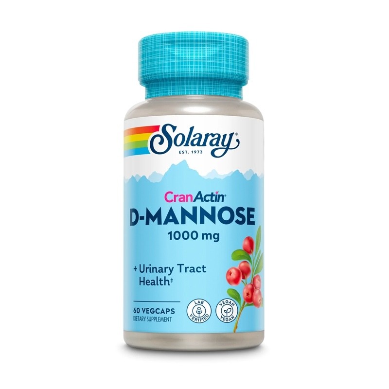 D-MANNOSE con CRANACTIN®- 60 VegCaps. Apto para veganos. Sin gluten. SOLARAY