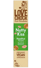 BARRITA NUTTY KISS CHOCOLATE CON LECHE CON AVELLANAS VEGANO ORGÁNICO 40 GR LOVECHOCK