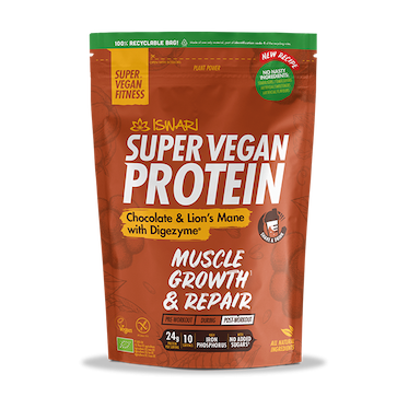 SUPER VEGAN PROTEIN CHOCOLATE & LION’S MANE con Digezyme® 400 GR ISWARI
