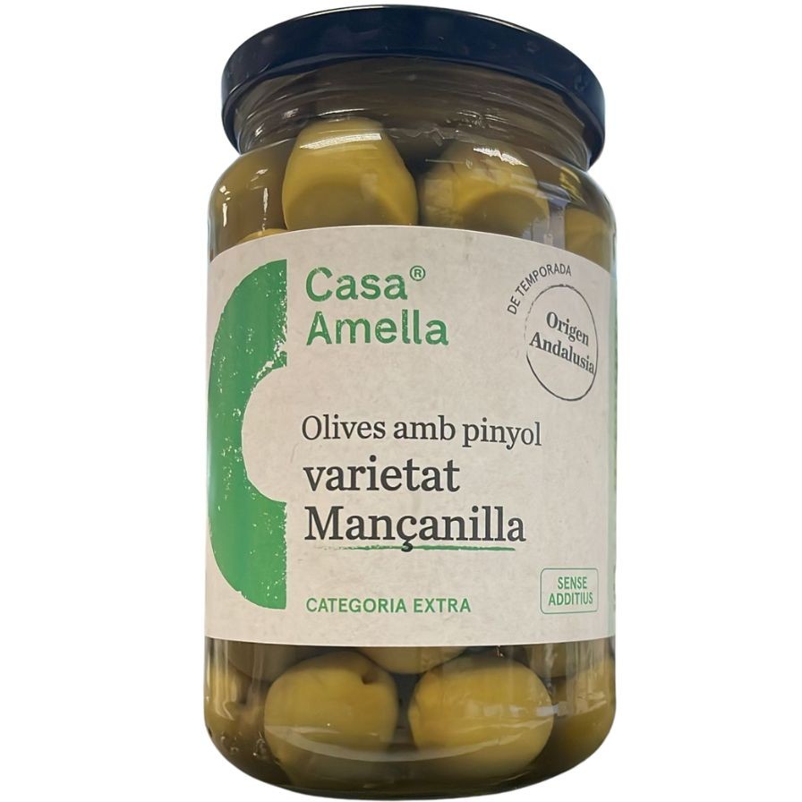 ACEITUNAS MANZANILLA VERDE CON HUESO SINGLUTEN 350G CASA AMELLA