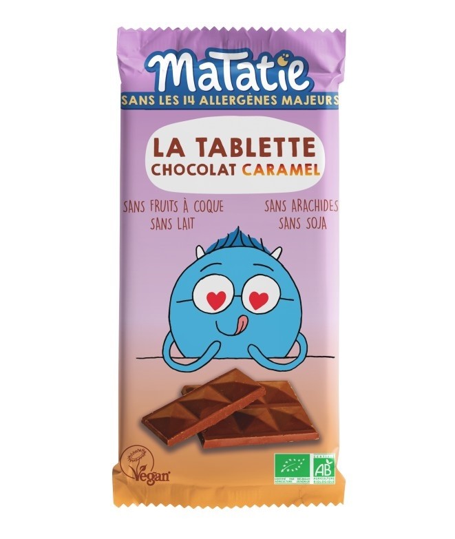 TABLETA DE CHOCOLATE Y CARAMELO SIN ALERGENOS 70 GR MATATIE