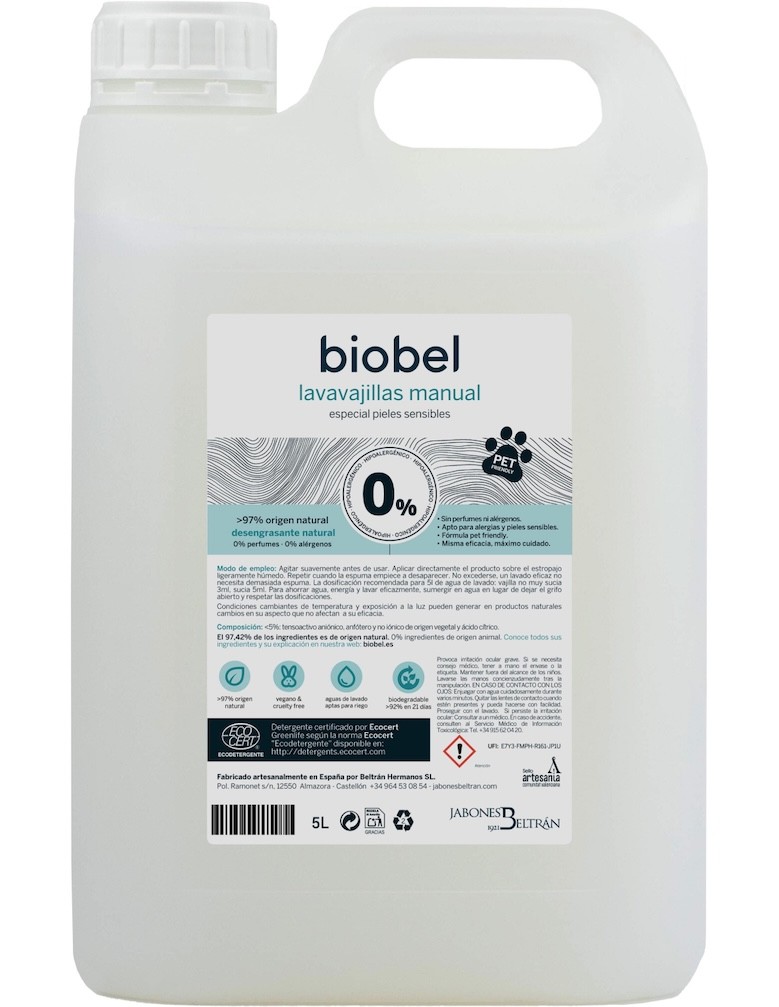 LAVAVAJILLAS MANUAL BIOBEL 0% 5 LITROS 
