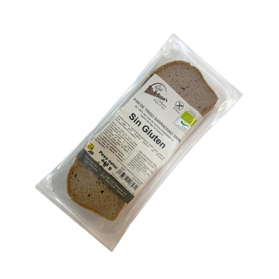 PAN DE TRIGO SARRACENO 100% SIN GLUTEN - 445GR BIOARTESA