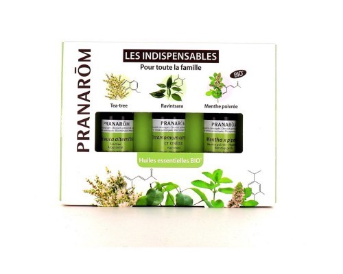COFRE LOS IMPRESCINDIBLES BIO (3x5ml) AEQT arbol te, Menta y Ravintsara PRANARON