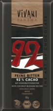 TABLETA DE CHOCOLATE 92% CACAO 80 GR VIVANI
