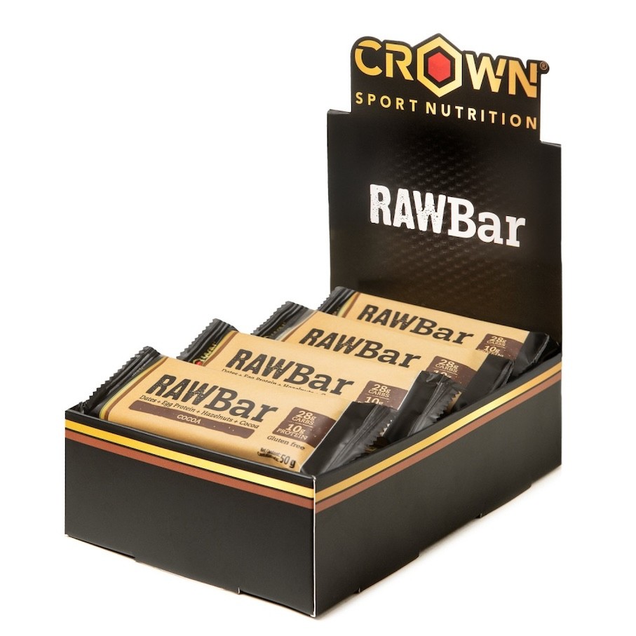  RAW BAR CACAO AVELLANA 50 GR CROWN SPORT NUTRITION CAJA 12 UNIDADES
