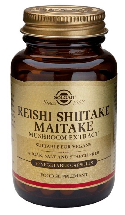 REISHI, SHIITAKE y MAITAKE (extracto de hongos). Cápsulas Vegetales. 50 SOLGAR