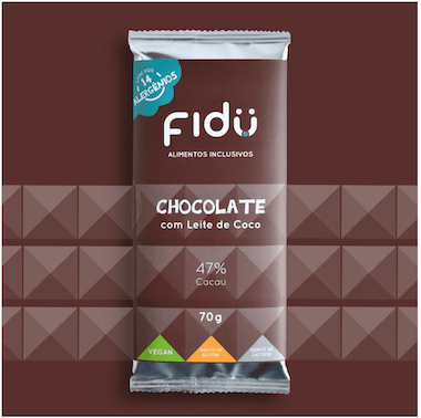 TABLETA DE CHOCOLATE CON LECHE DE COCO CACAO 47% SIN ALERGENOS 70 GR FIDU