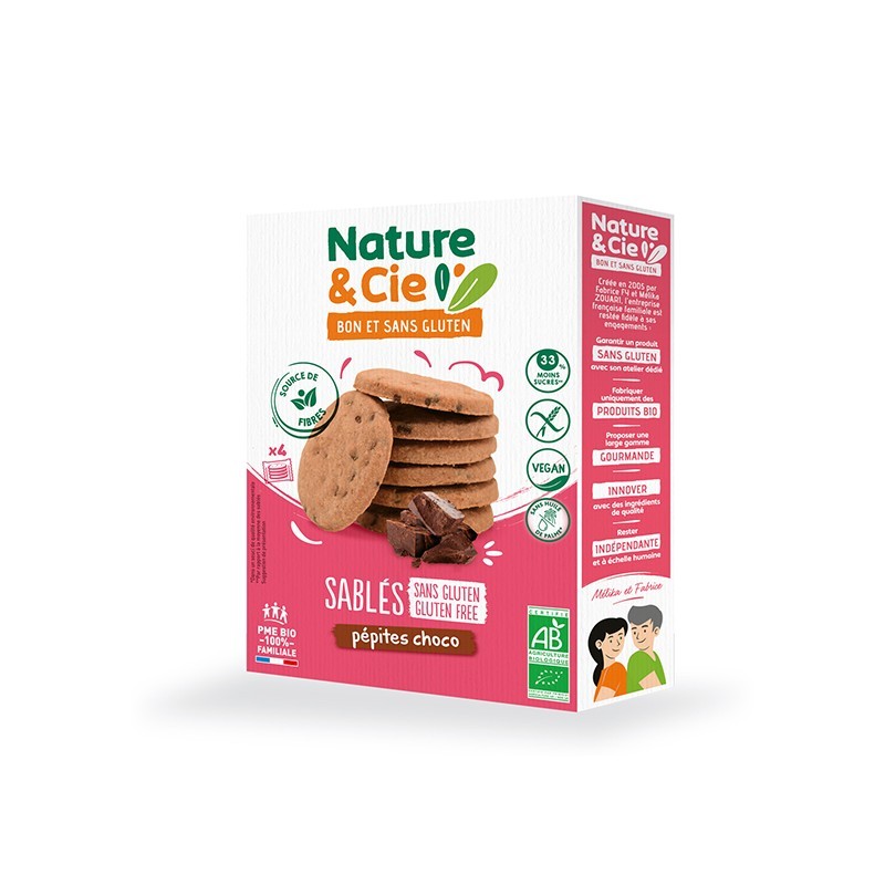 GALLETAS DE MANTEQUILLA CON CHISPAS DE CHOCOLATE SIN GLUTEN BIO 130 GR NATURE&CIE