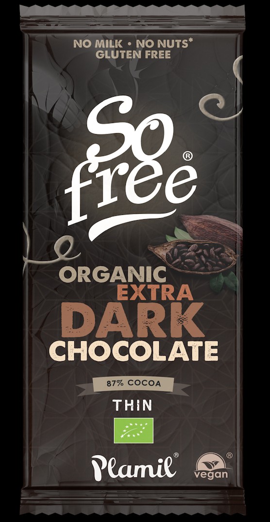 SO FREE TABLETA CHOCOLATE EXTRA NEGRO 80g 87% CACAO PLAMIL
