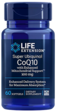 SUPER UBIQUINOL COQ10 CON APOYO MITOCONDRIAL MEJORADO, 100 MG 60 CAP LIFE EXTENSION