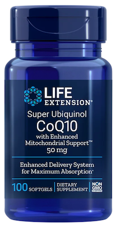 SUPER UBIQUINOL COQ10 CON APOYO MITOCONDRIAL MEJORADO ™, 50 MG 100 CAP LIFE EXTENSION