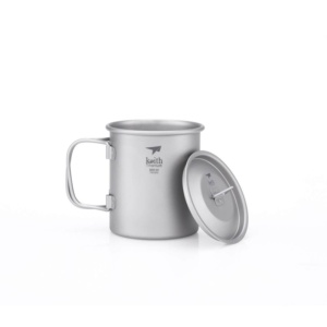 CARMOTTER Taza De Titanio De Doble Pared – 350 Ml Sin Asas, Con Bolsa De Almacenamiento, Para Camping Y Senderismo
