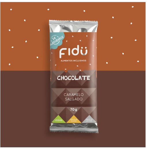 TABLETA DE CHOCOLATE CON CARAMELO SALADO SIN ALERGENOS 70 GR FIDU