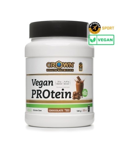 VEGAN PROTEIN RAW SABOR CHOCOLATE 540 g 20 tomas CROWN SPORT NUTRITION
