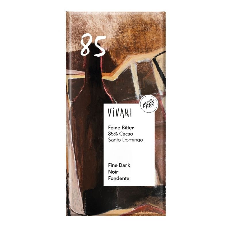 TABLETA DE CHOCOLATE NEGRO ORGANICO 85% CACAO 100 GR VIVANI