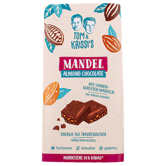TABLETA DE CHOCOLATE CON LECHE Y ALMENDRAS SIN FRUCTOSA 90 GR TOM KRISSI