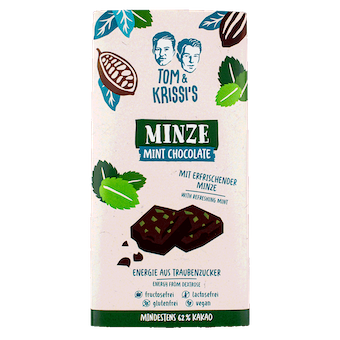 TABLETA DE CHOCOLATE NEGRO CON MENTA SIN FRUCTOSA 90 GR TOM KRISSI