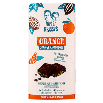 TABLETA DE CHOCOLATE NEGRO CON NARANJA SIN FRUCTOSA 90 GR TOM KRISSI