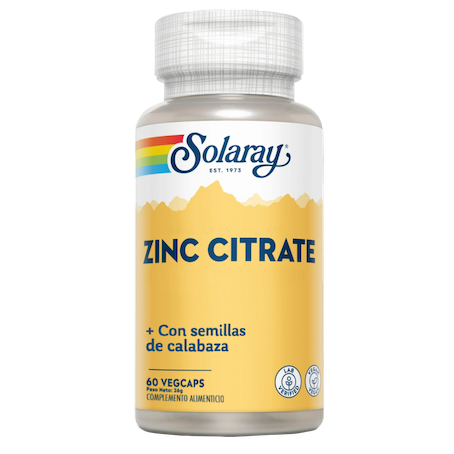 ZINC 25 mg + SEMILLA DE CALABAZA 50 mg 60 Vcaps SOLARAY